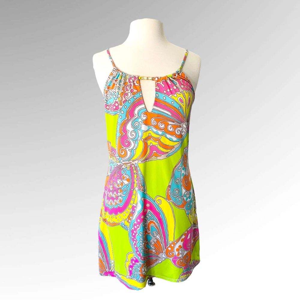 TRINA TURK BUTTERFLY PRINT DRESS COVER-UP SWIM SIZE SMALL